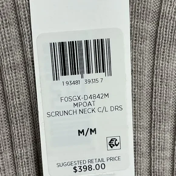 Eileen Fisher Scrunch Neck Dress Women Medium Beige Regenerative Wool NEW Flaw - Picture 9 of 14